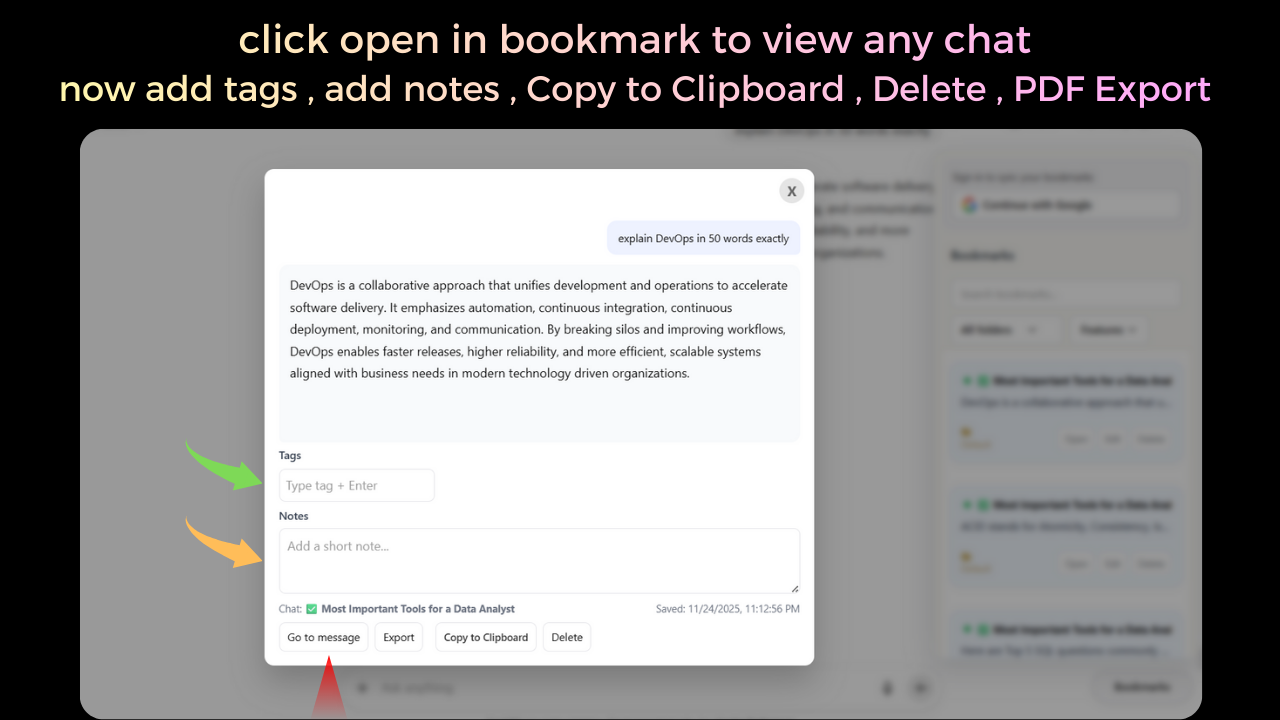 ChatGPT Bookmarks Chrome Extention gallery image