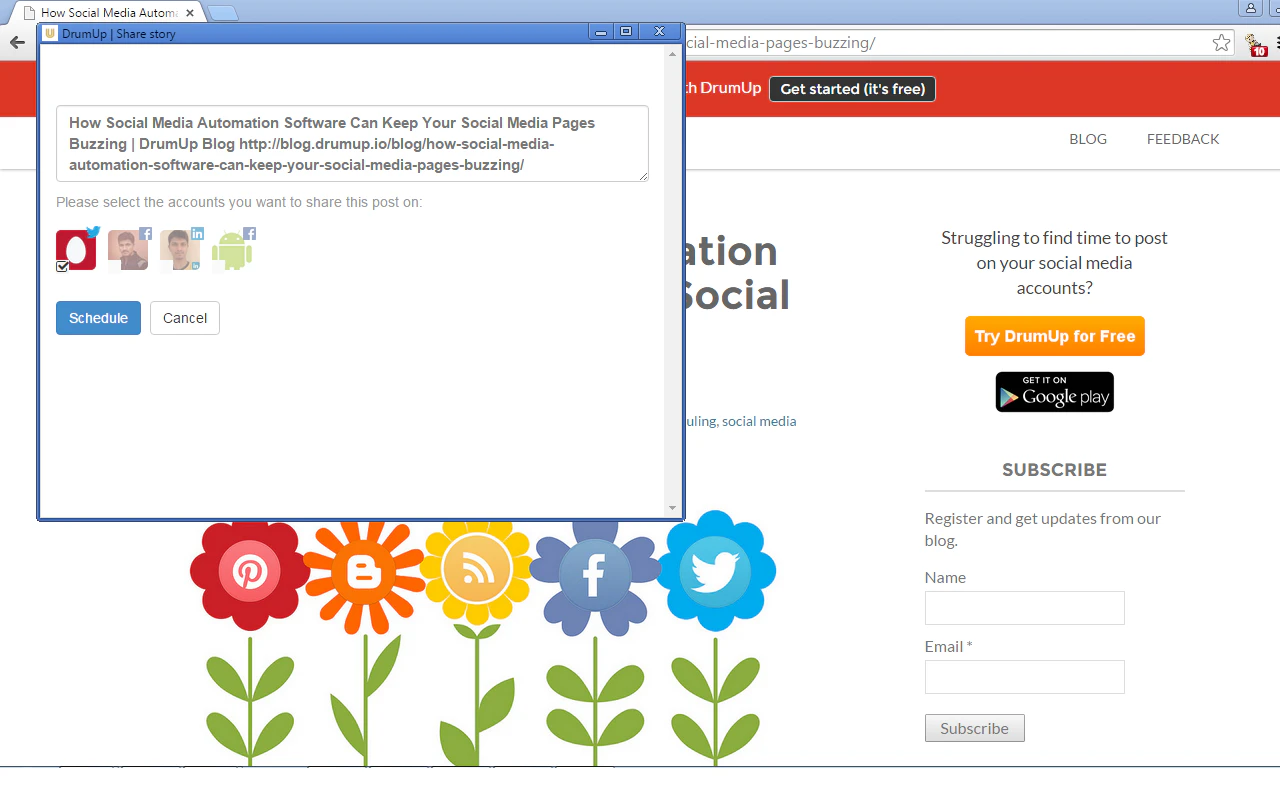 DrumUp Chrome Extension