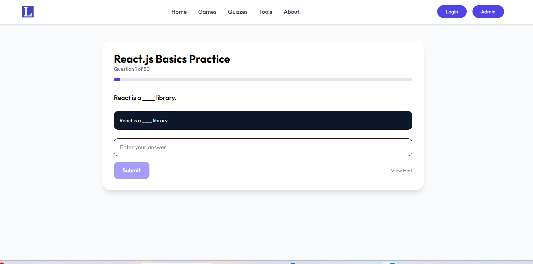 React Game  - Main product screenshot demonstrating key features and user interface