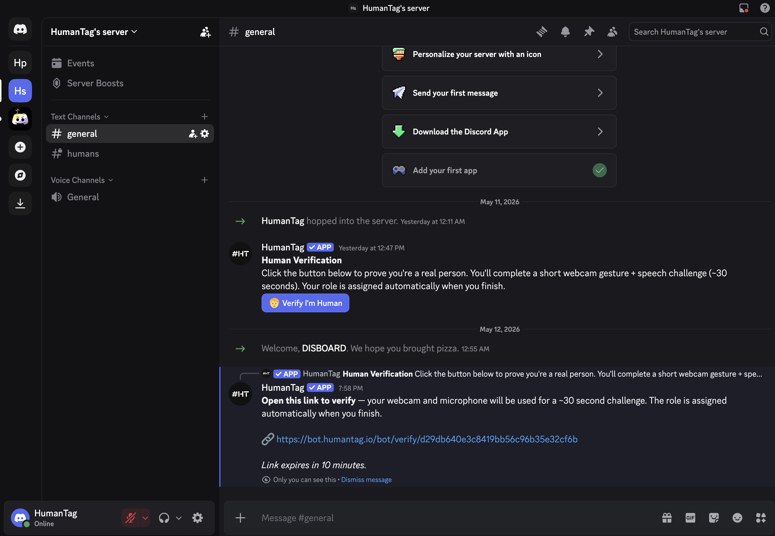 Discord Verification Bot by HumanTag gallery image