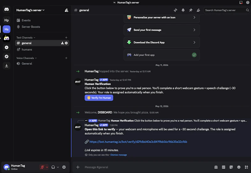 Discord Verification Bot by HumanTag screenshot 2