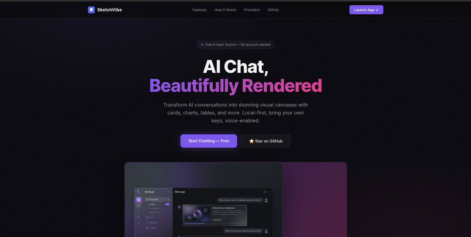 SketchVibe: Talk To LLMs The Right Way - Screenshot 2 showing product features and functionality
