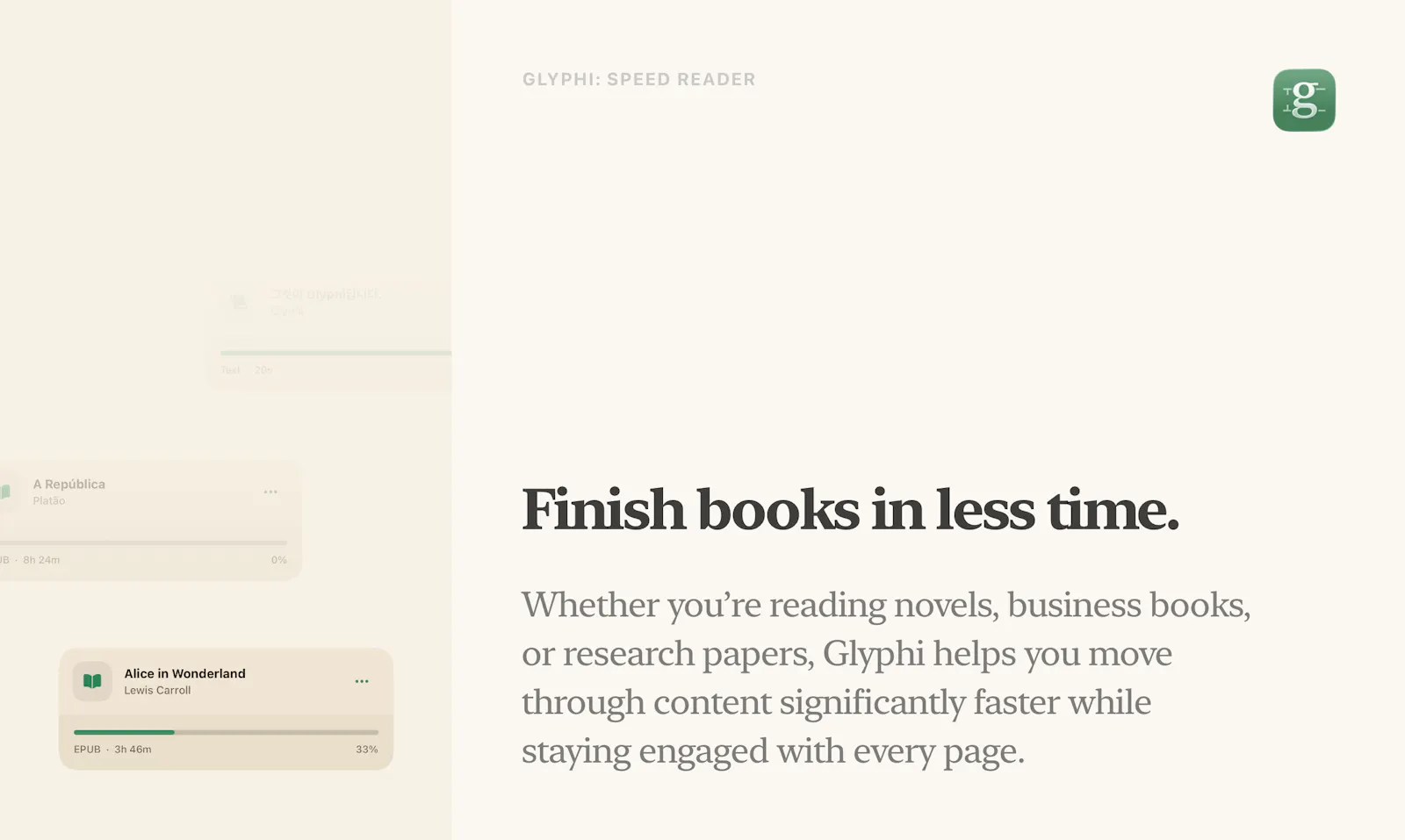 Glyphi: Speed Reader screenshot 2
