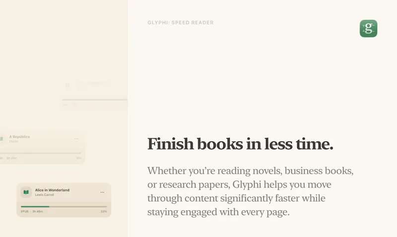 Glyphi: Speed Reader screenshot 2