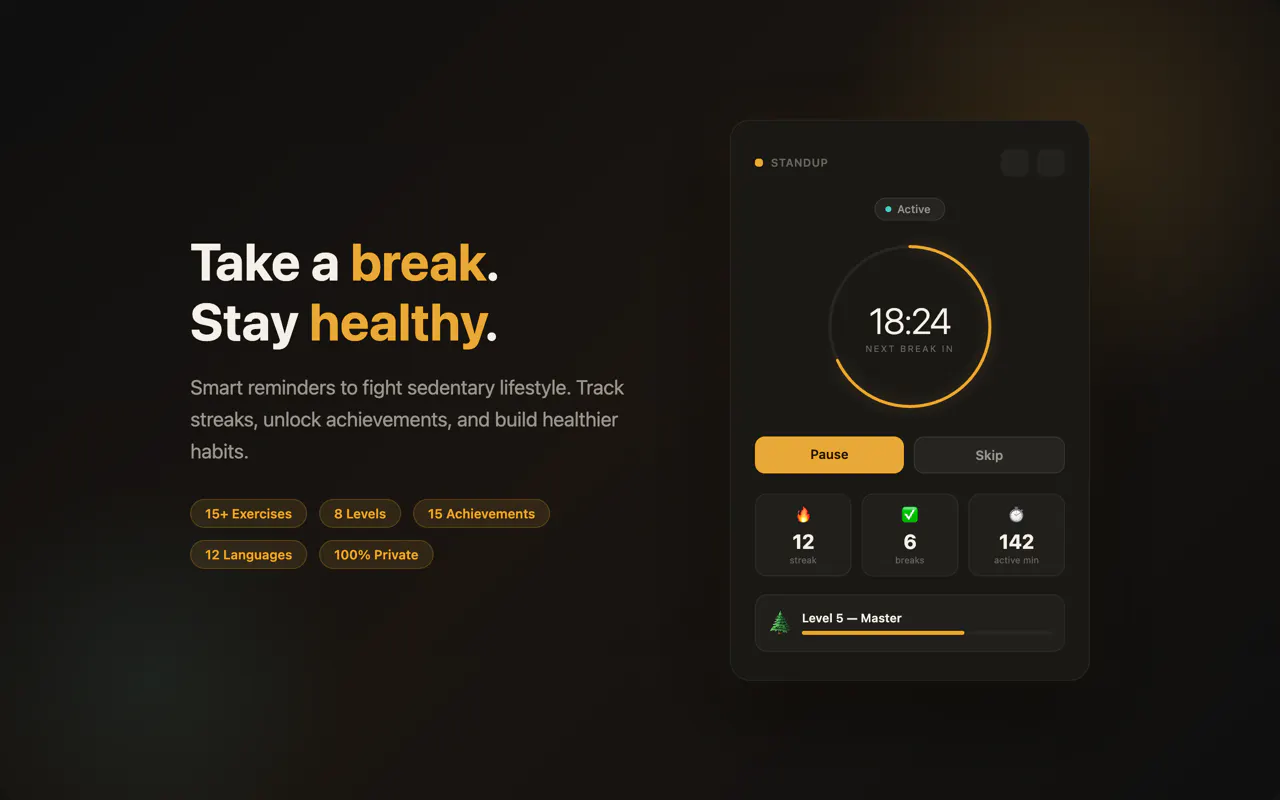 Banner del producto StandUp - Break Reminder