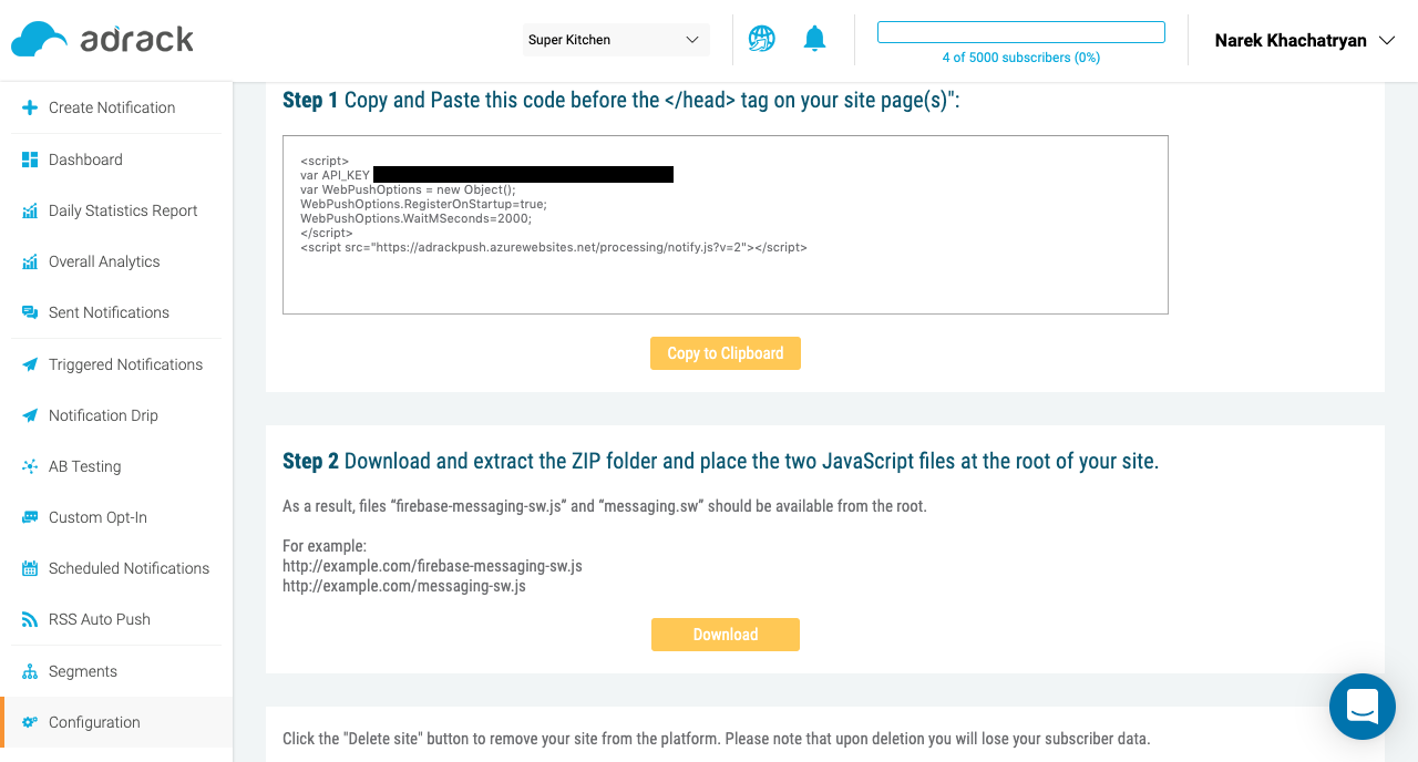 Adrack Web Push gallery image