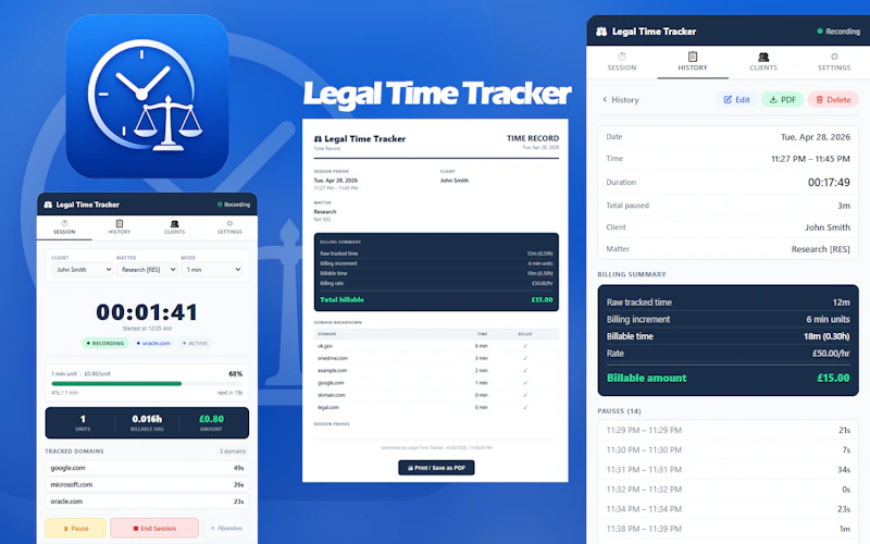 Chrome Extension - Legal Time Tracker screenshot 2