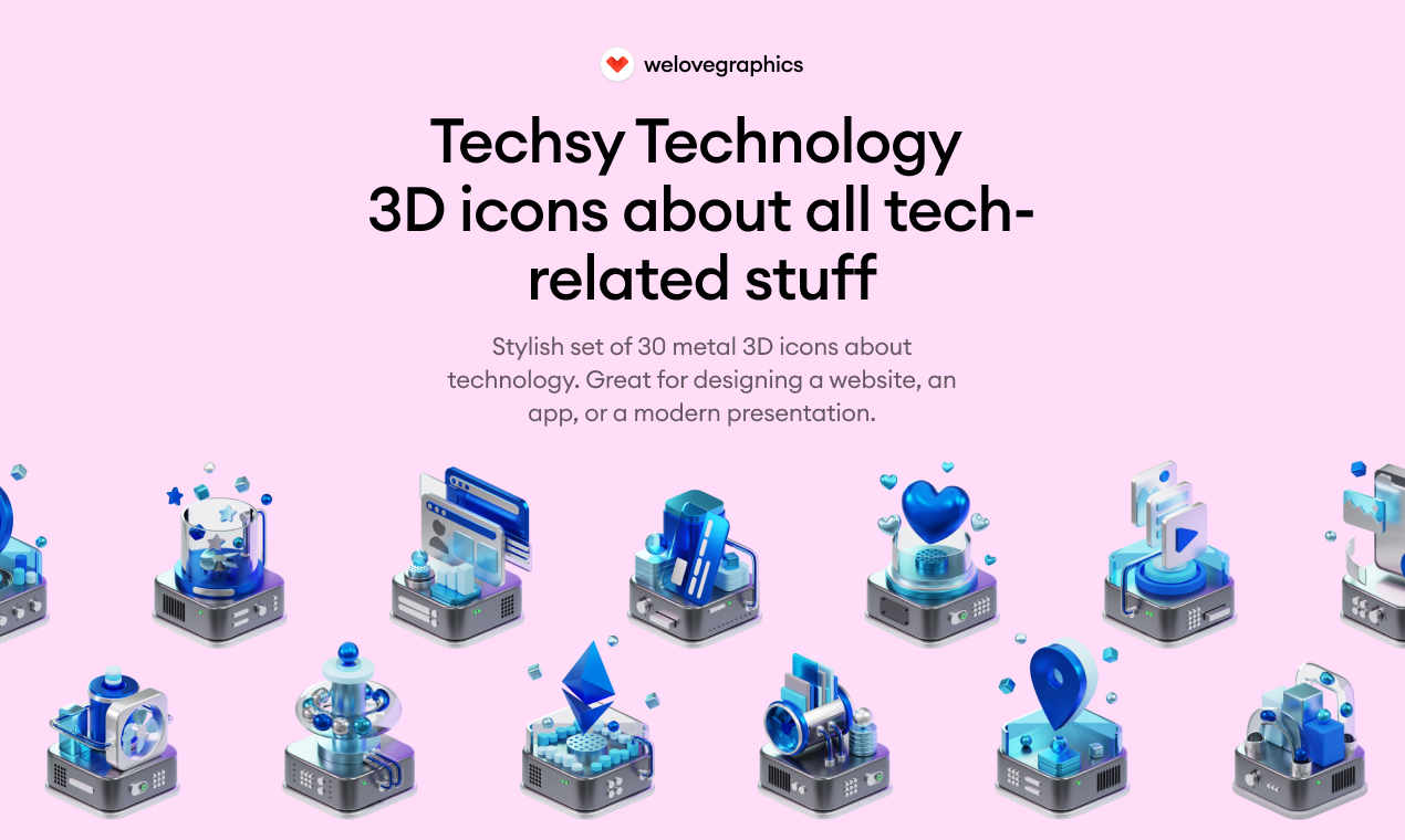 startuptile Techsy Technology-30 metal 3D icons about technology