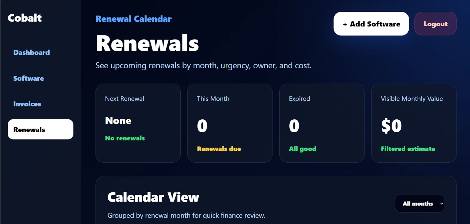 Cobalt Renewals screenshot 2
