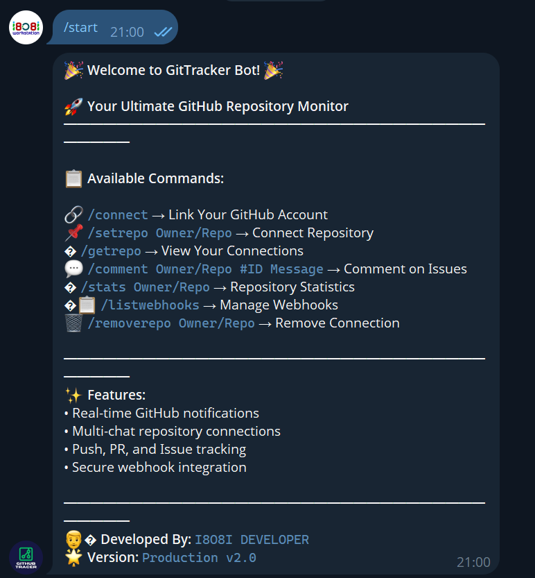Média Télégramme Gittracker Bot - Notifications GitHub en temps réel directement pour télégramme 2