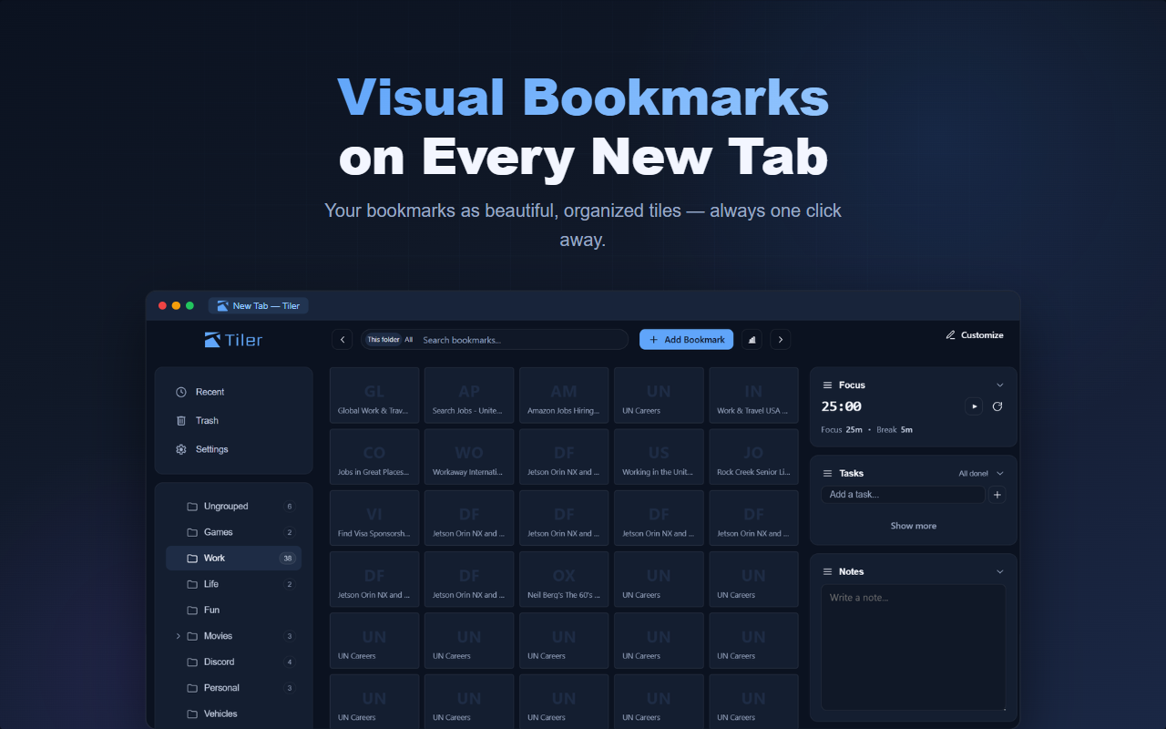Tiler: Visual Bookmarks & New Tab gallery image