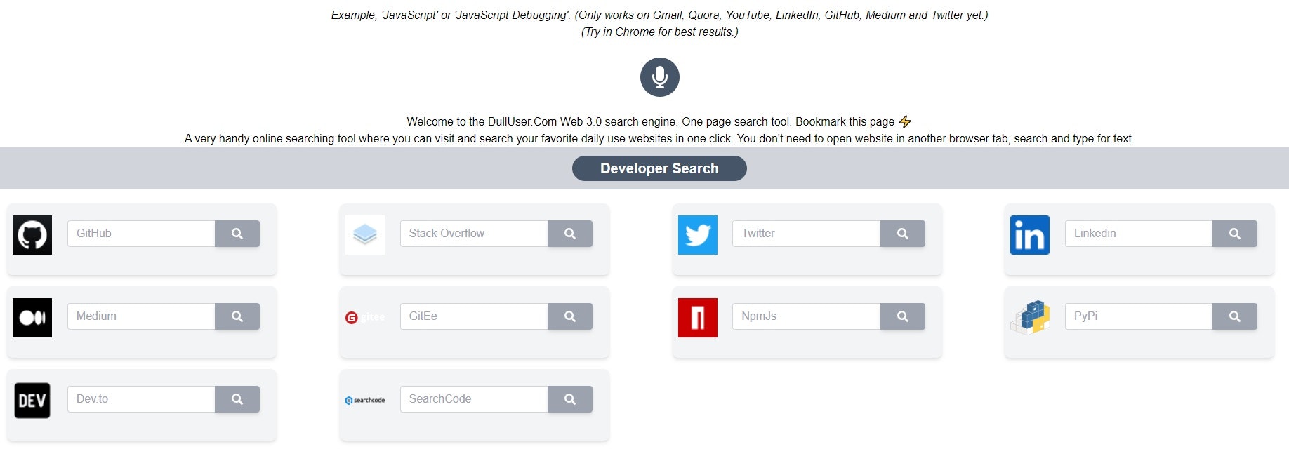 DullUser.com - One page search tool gallery image