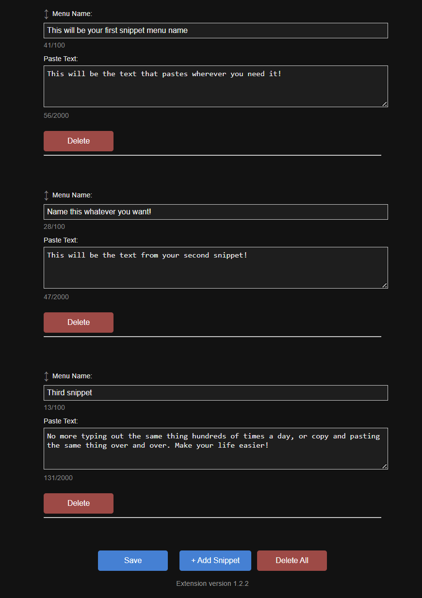 Custom Text Inputs — Chrome Extension gallery image