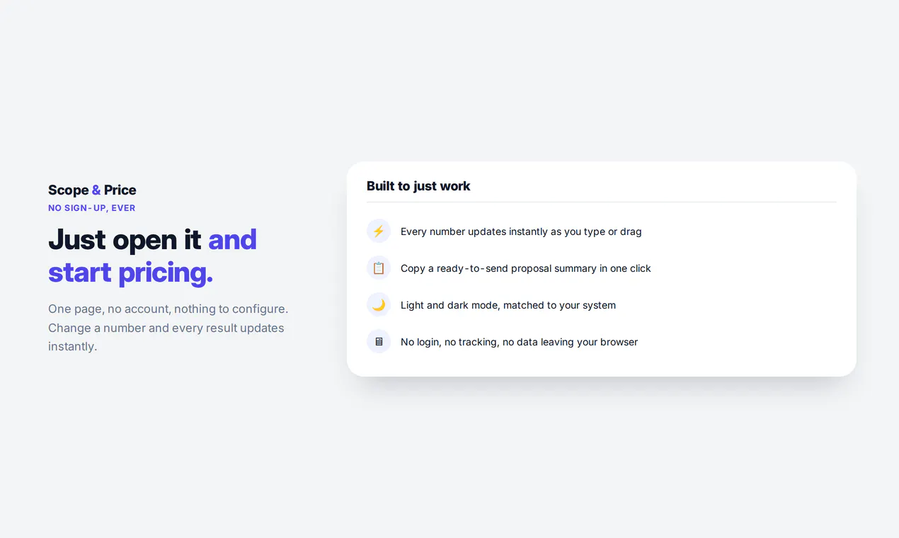 Freelance Scope & Pricing Calculator gallery image