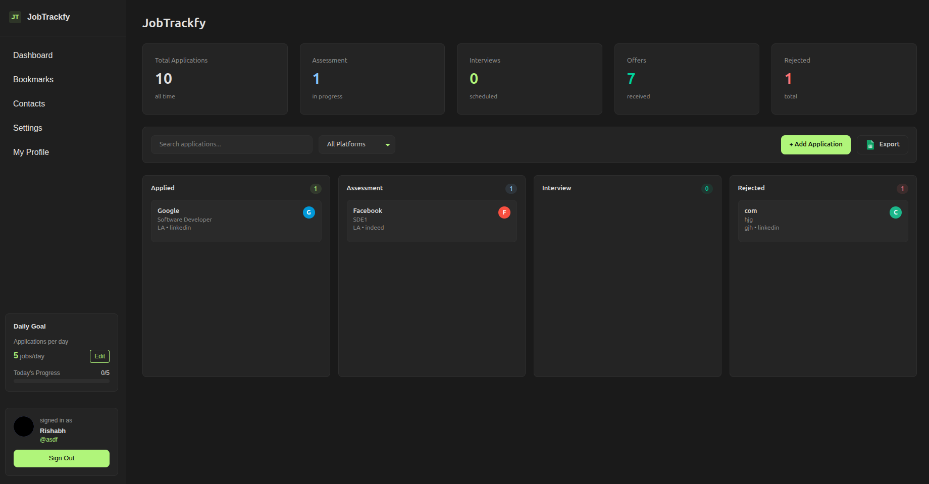 JobTrackfy - Main product screenshot demonstrating key features and user interface