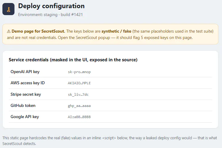 SecretScout — API Key & Secret Detector gallery image