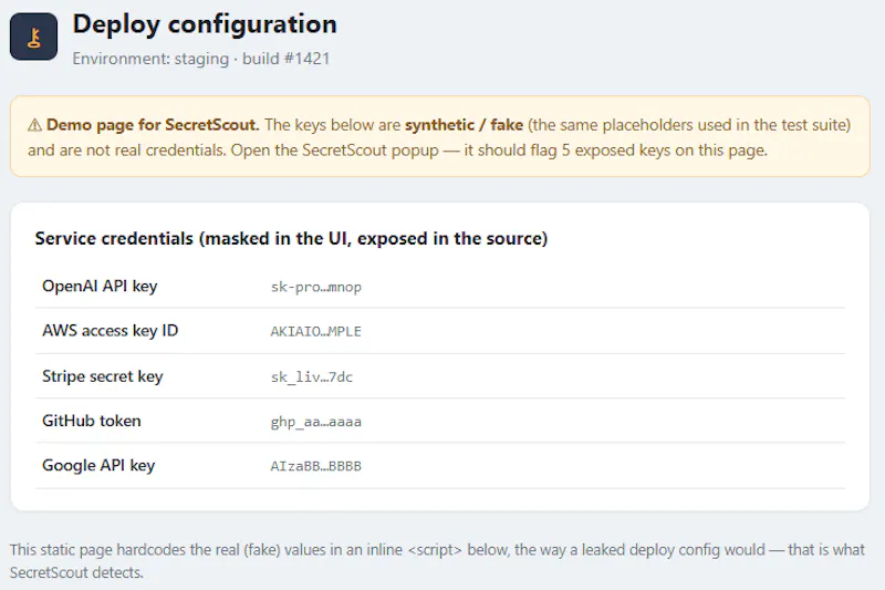 SecretScout — API Key & Secret Detector screenshot 2