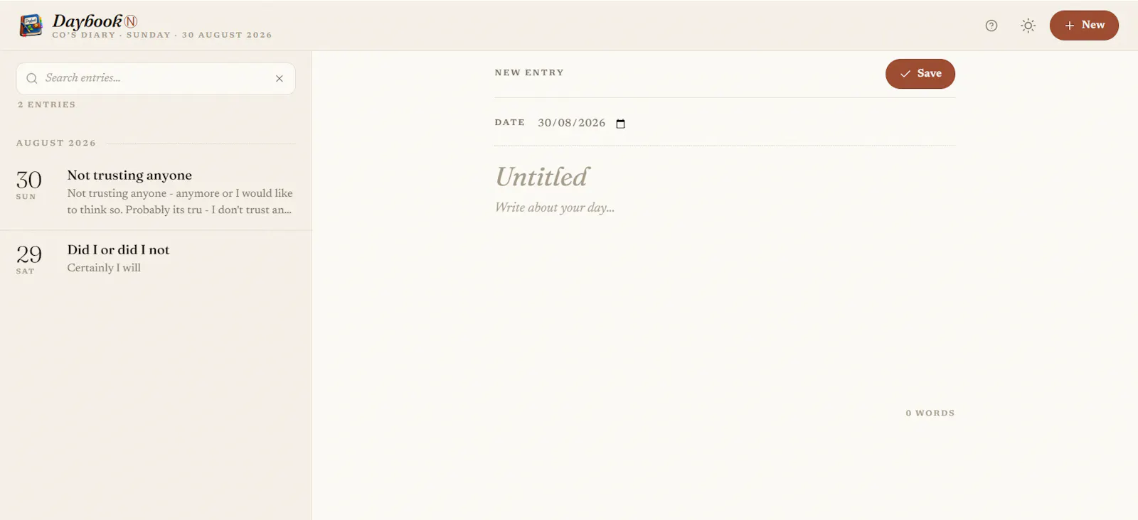 Daybook Ⓝ — A Quiet, Private Diary screenshot 3