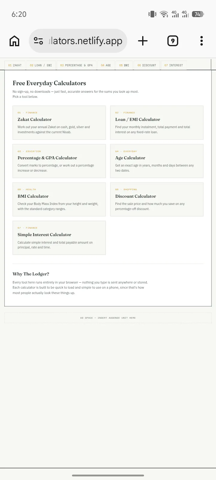 The Ledger — Free Calculators gallery image
