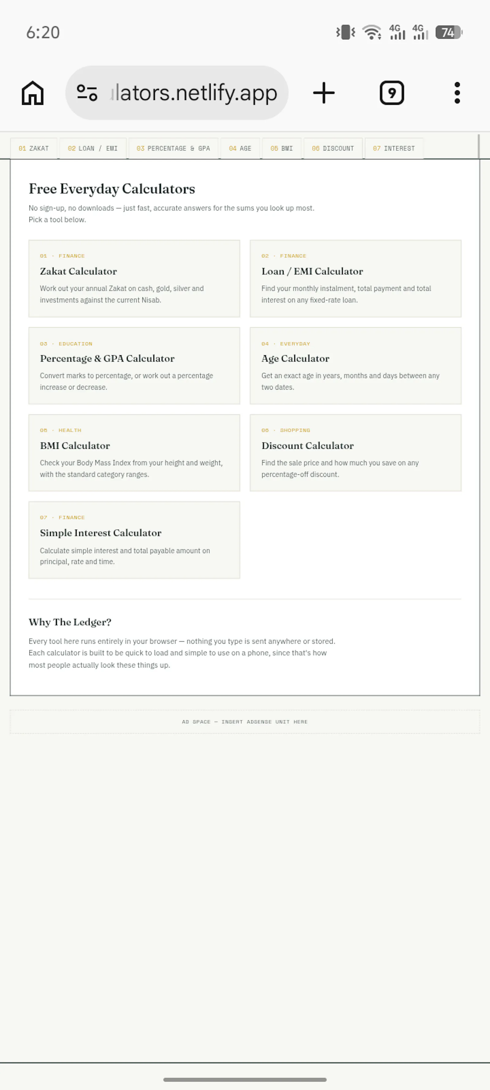 The Ledger — Free Calculators screenshot 1