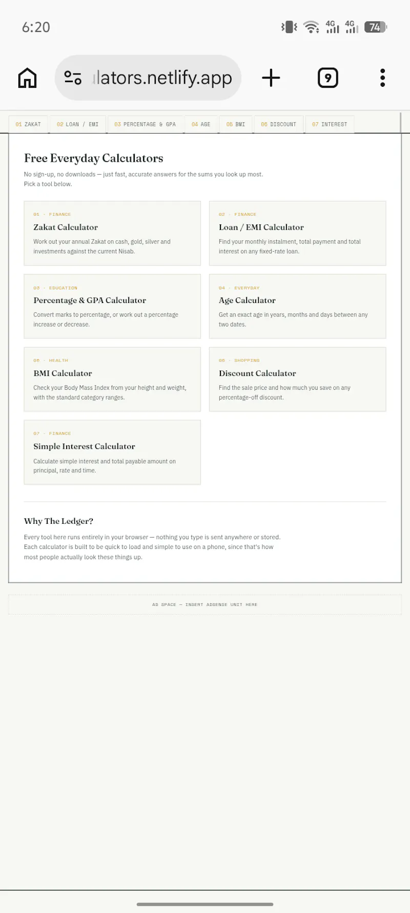 The Ledger — Free Calculators screenshot 1
