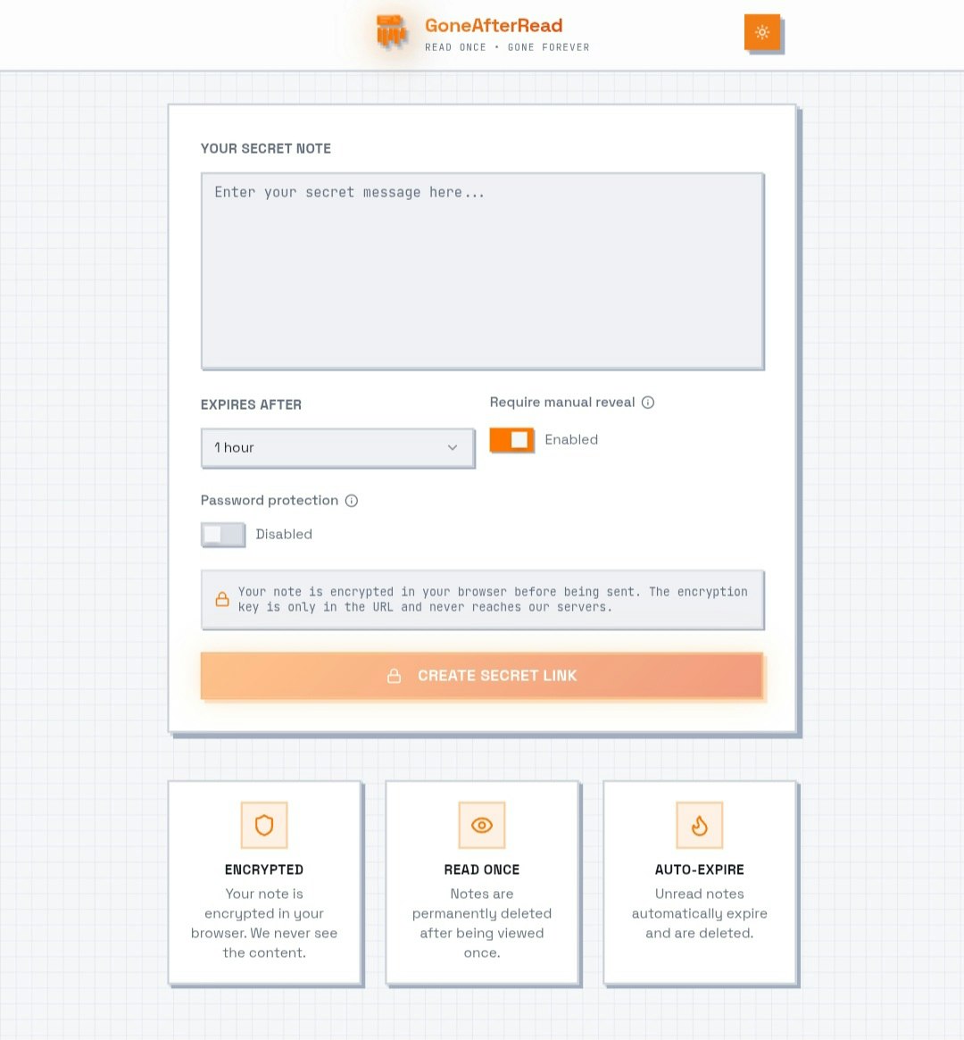 GoneAfterRead - Screenshot 3 showing product features and functionality