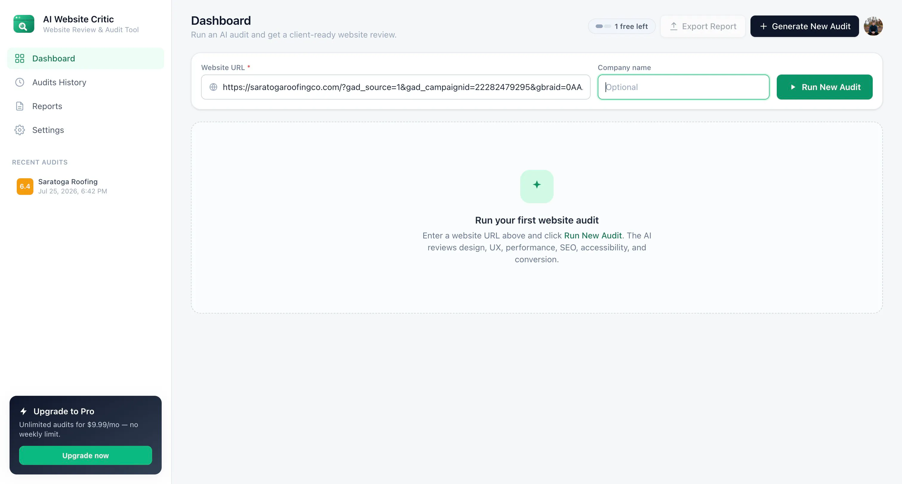 AI Website Critic gallery image
