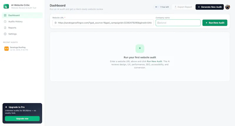 AI Website Critic screenshot 1