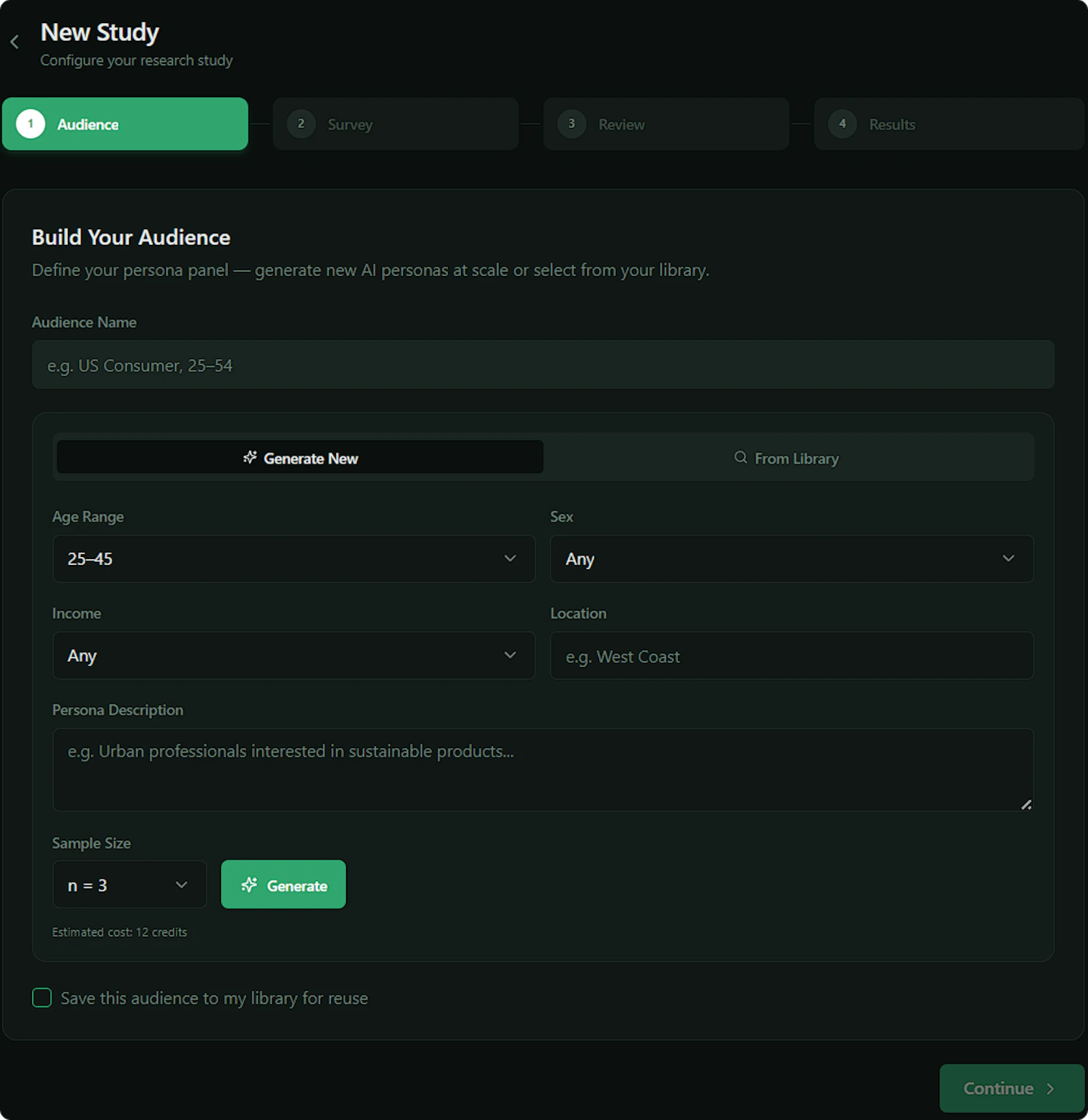Self-Service AI market research platform screenshot 2