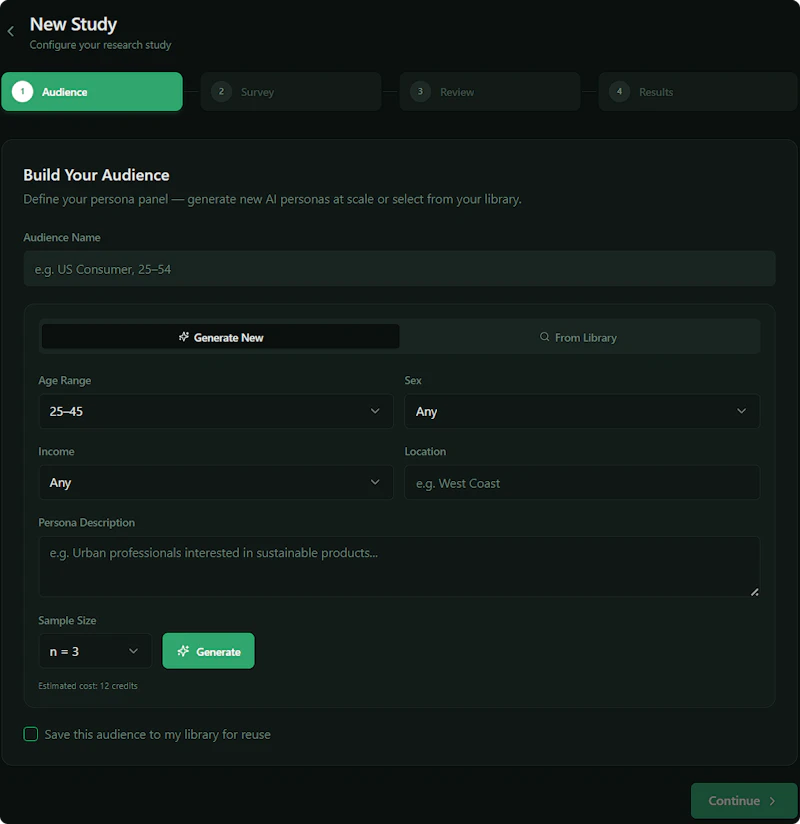 Self-Service AI market research platform screenshot 2