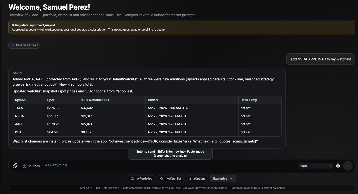 xFinance – xAI Options OS for HNWI gallery image