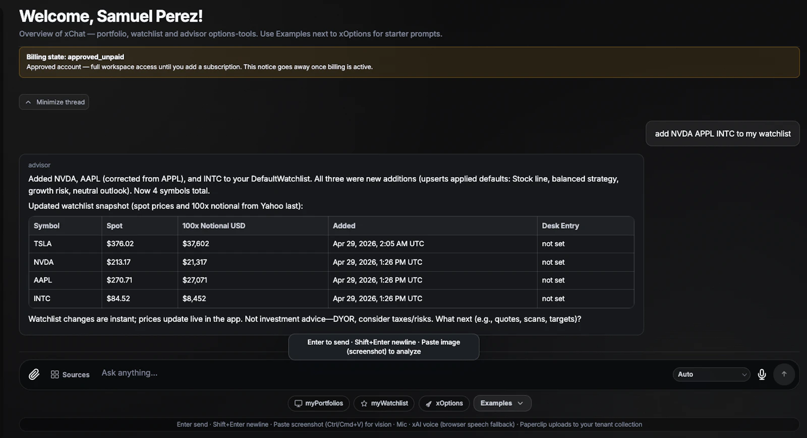 xFinance – xAI Options OS for HNWI screenshot 8