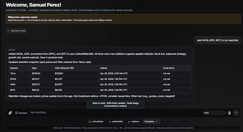xFinance – xAI Options OS for HNWI screenshot 8
