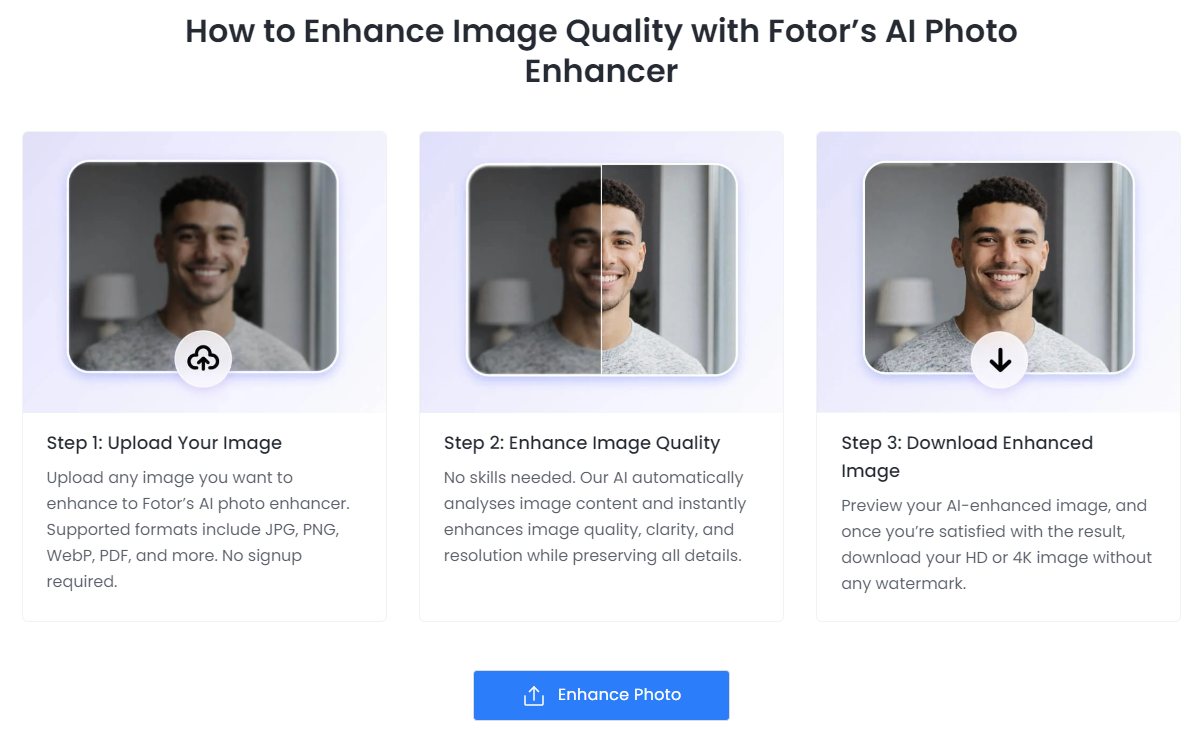 Fotor AI Image Enhancer - Screenshot 4 showing product features and functionality