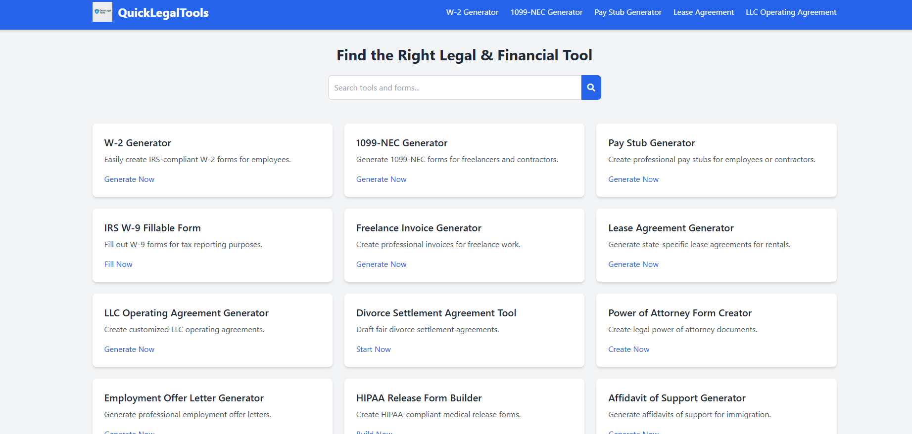 Quicklegaltools - 미국의 법률 및 재무 도구 및 양식 미디어 1