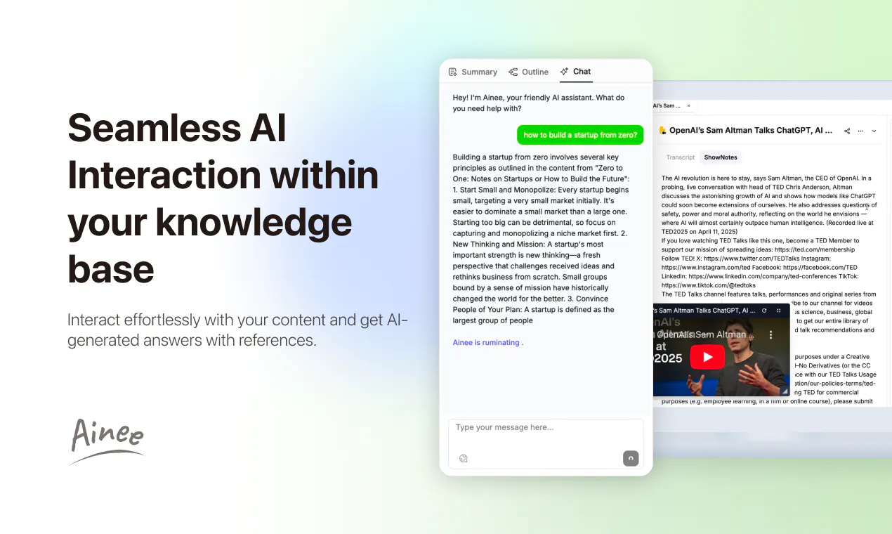 Ainee: Speed Up Your Learning, Enhance Your Insight Sharing. | Product Hunt