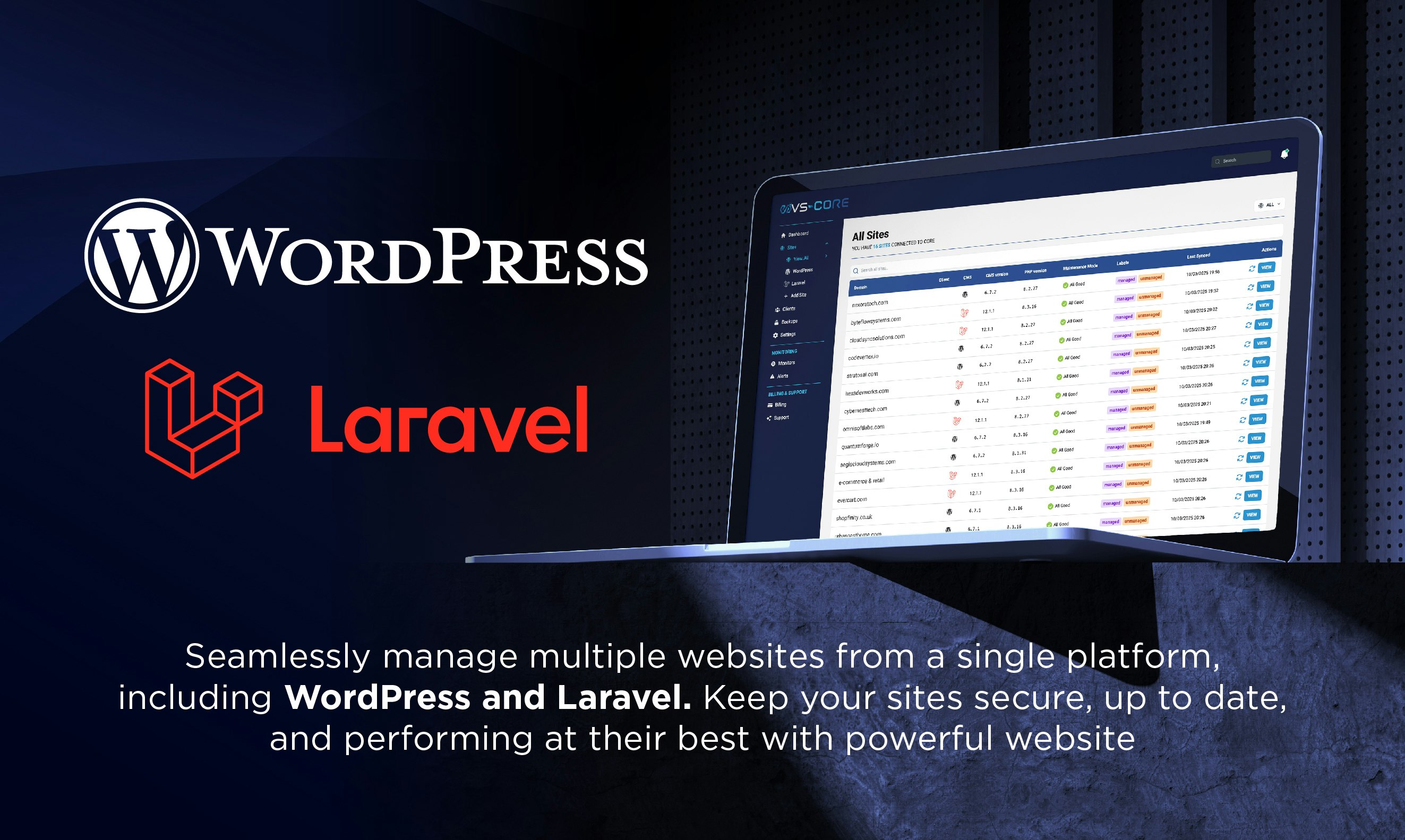 Varsuite Core-一个仪表板，所有站点 - 您的Laravel和WordPress站点的多合一指挥中心媒体3