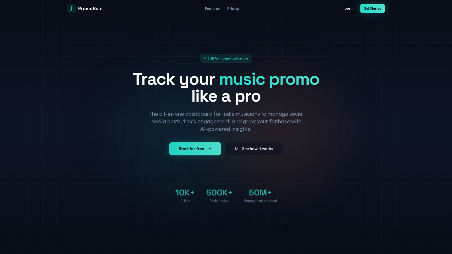PromoBeat  - Main product screenshot demonstrating key features and user interface