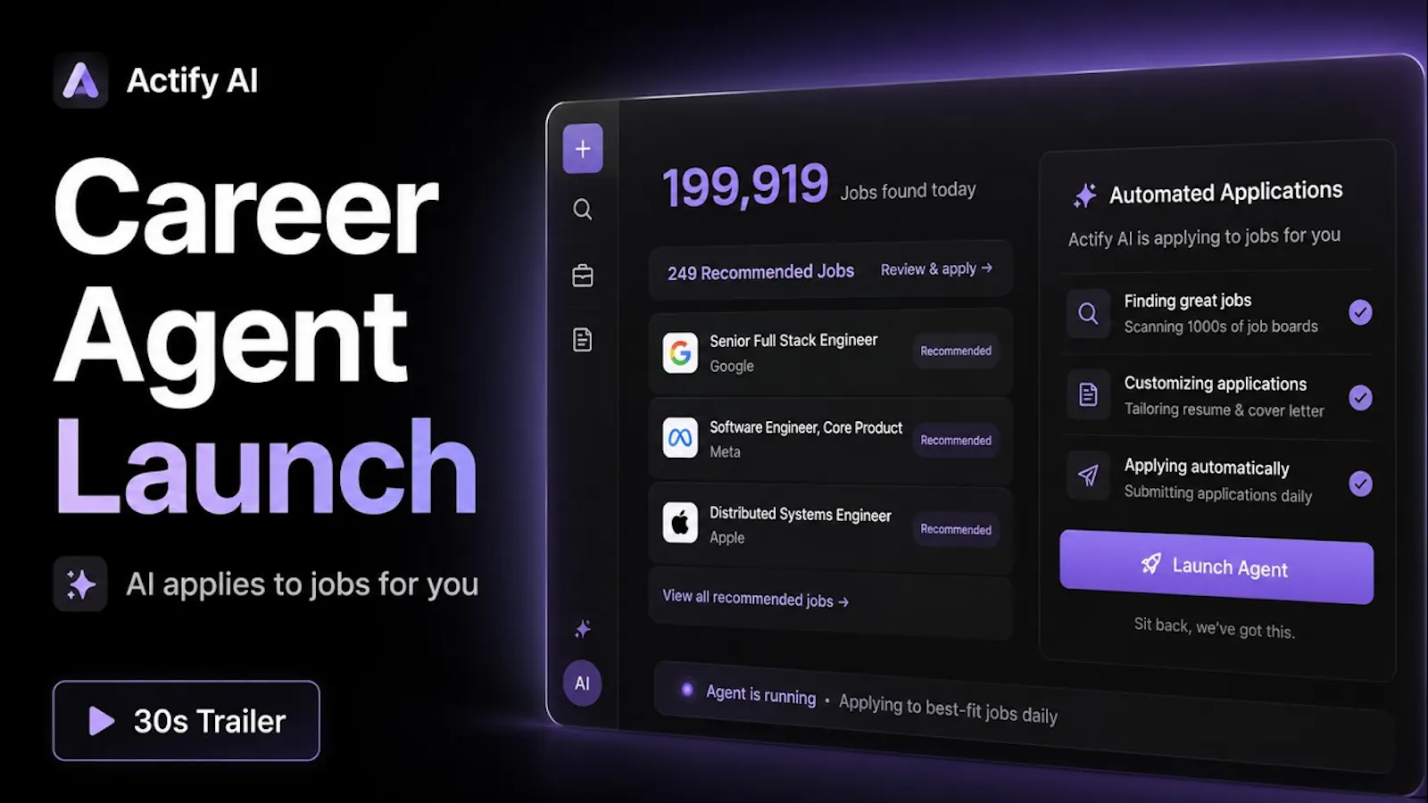 Actify AI - Career Agent screenshot 1 (video preview)