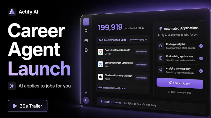 Actify AI - Career Agent screenshot 1 (video preview)