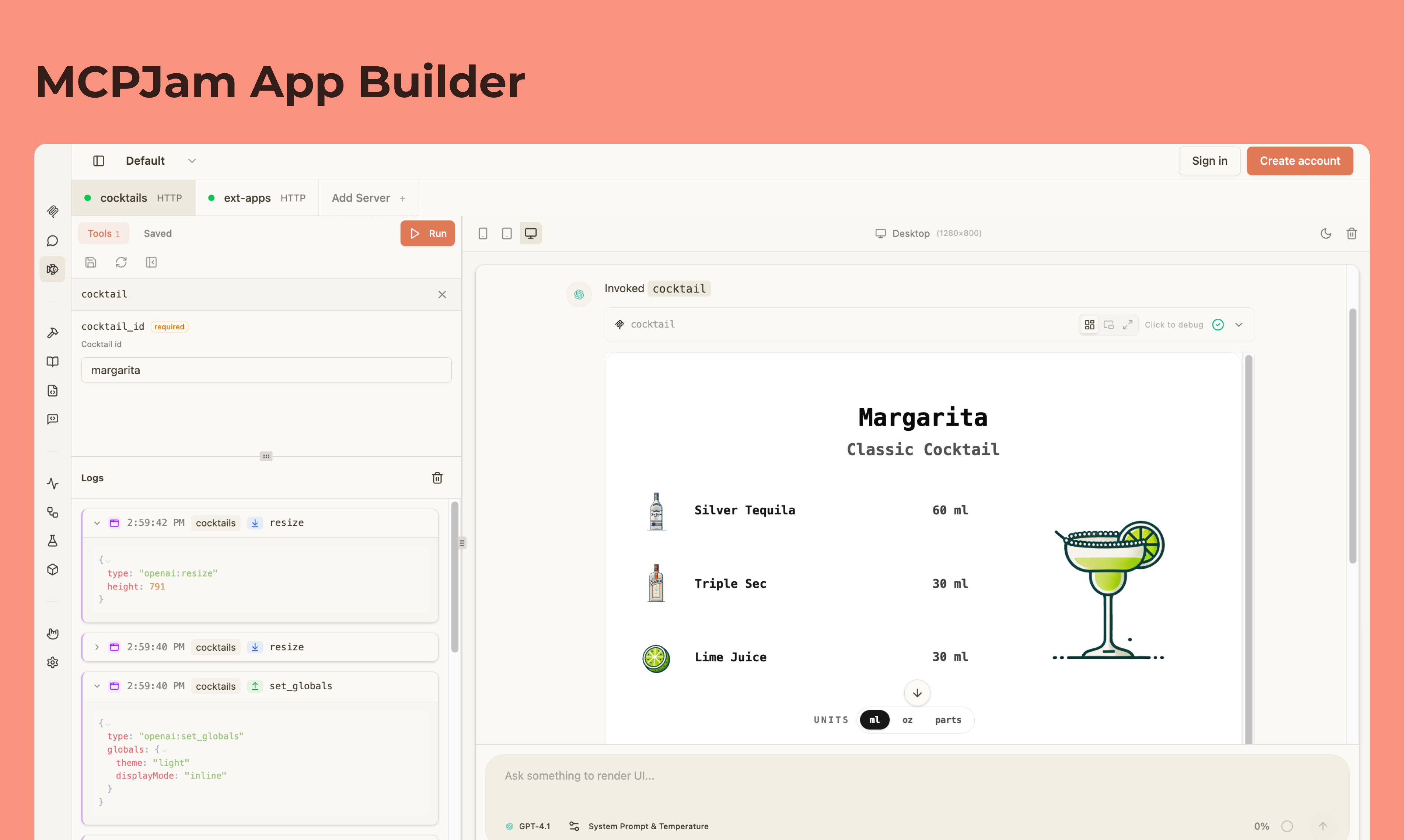 MCPJam Inspector - Screenshot 2 showing product features and functionality
