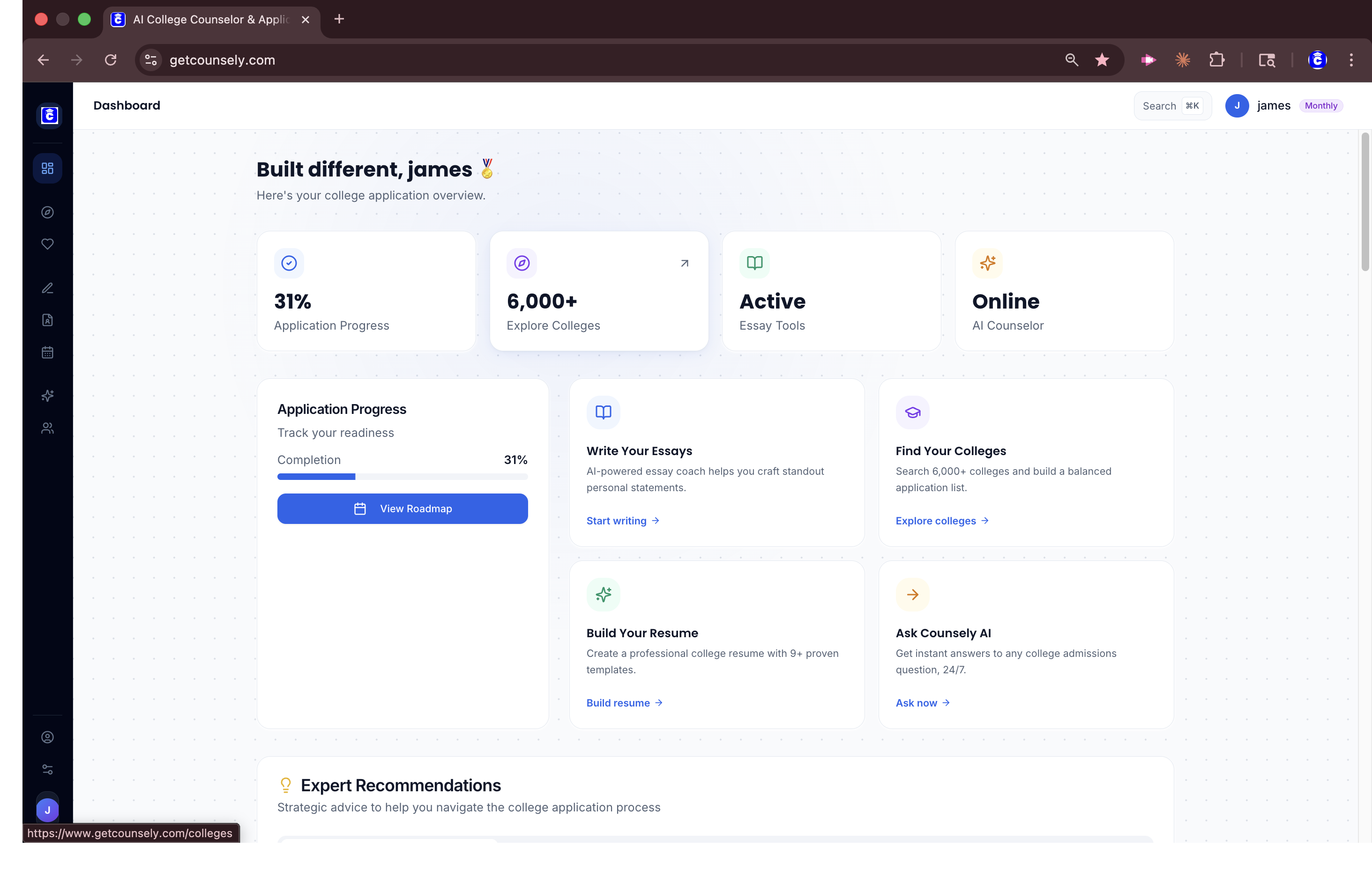 Counsely - Main product screenshot demonstrating key features and user interface