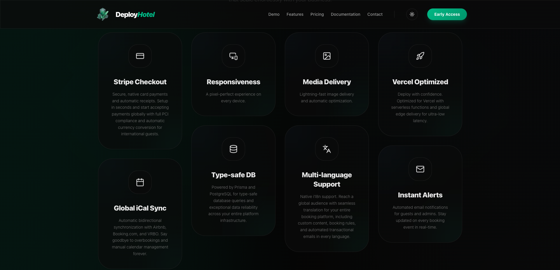 DeployHotel - Screenshot 2 showing product features and functionality