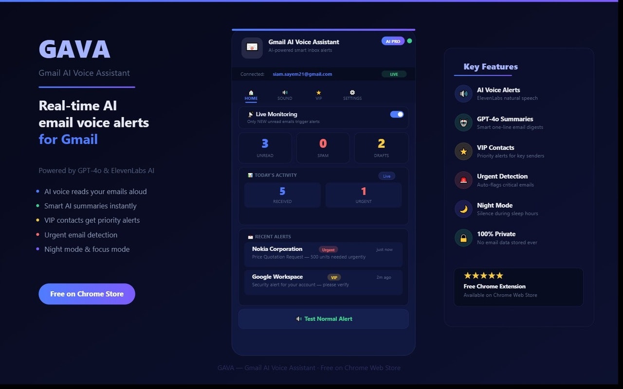 GAVA — Gmail AI Voice Assistant gallery image