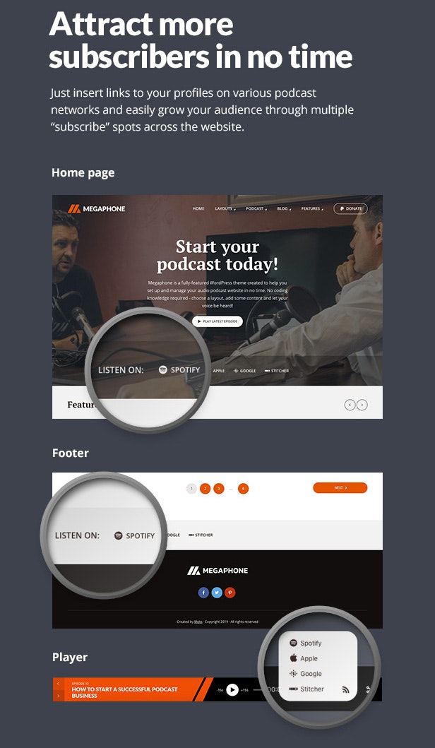 Megaphone- Audio Podcast WordPress Theme gallery image