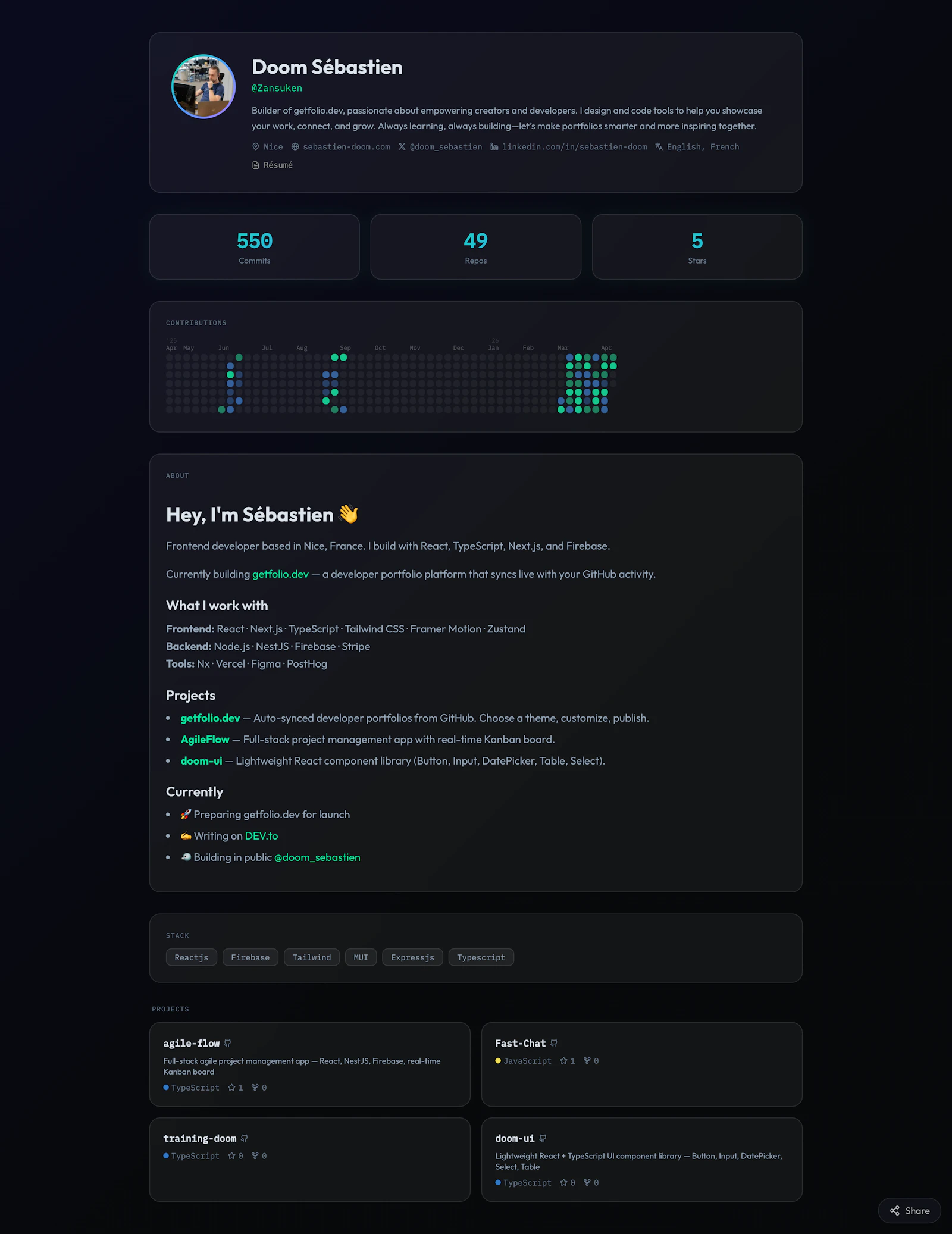 getfolio.dev screenshot 2