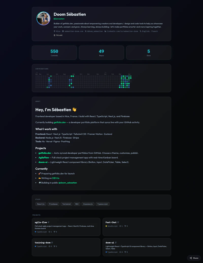 getfolio.dev screenshot 2