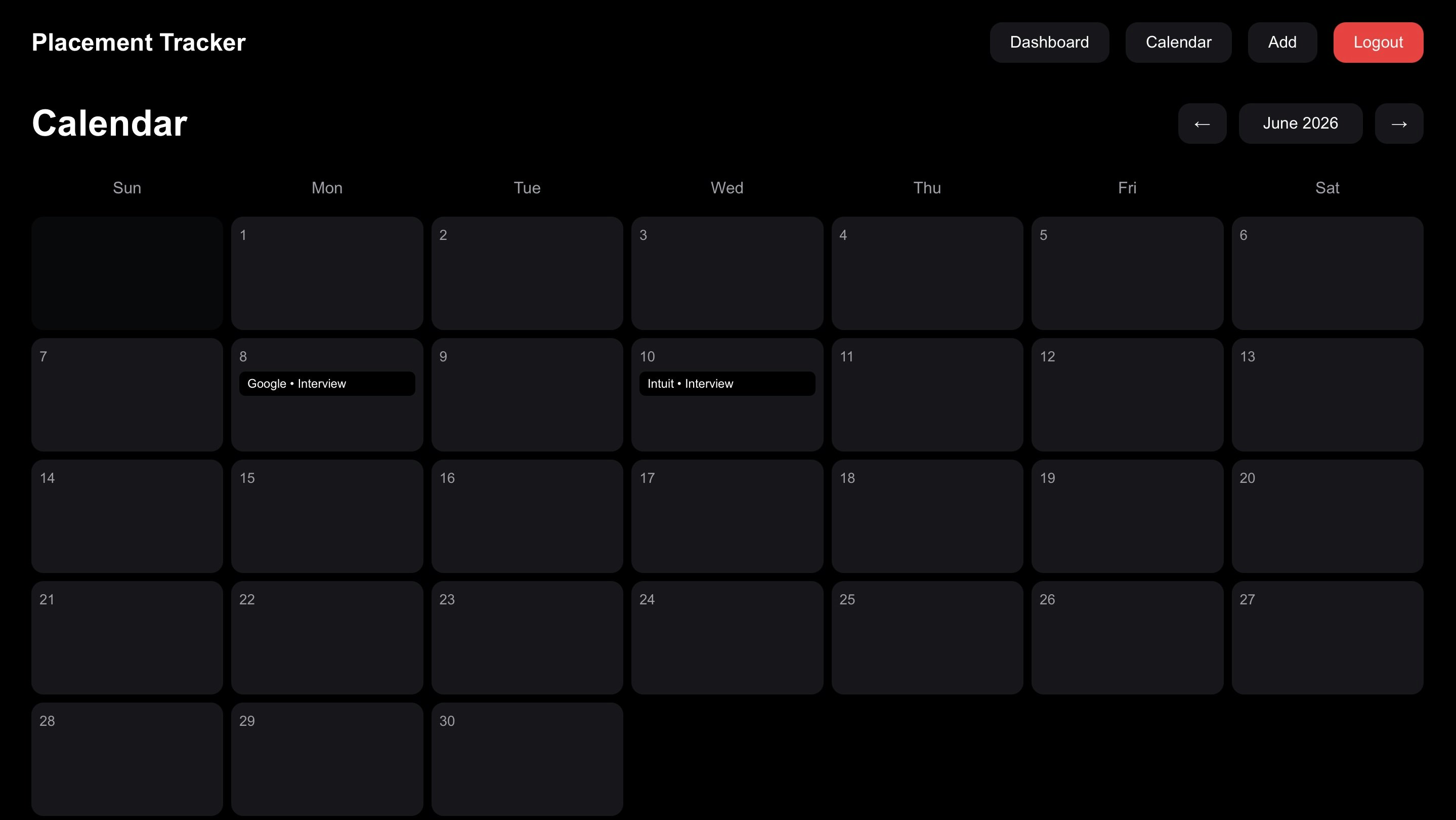 Placement Tracker gallery image