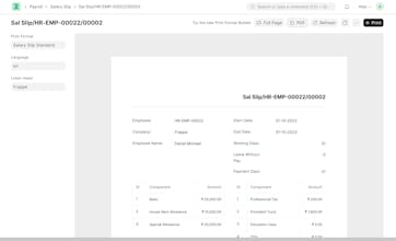 Uma imagem instantânea do Frappe HR otimizando atividades de RH e folha de pagamento para otimizar processos.