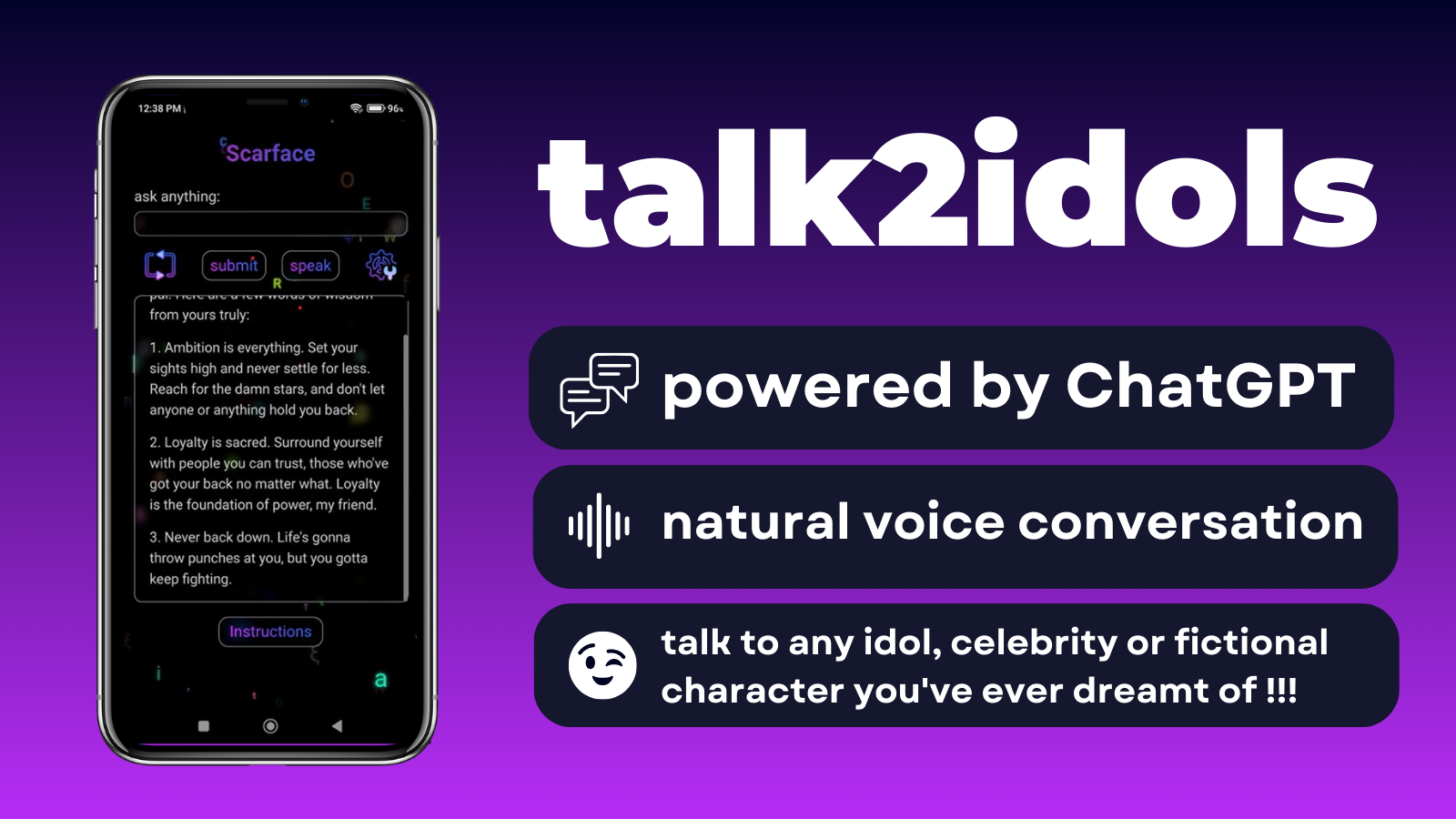 Talk2idols - CHATBOT AI abilitato abilitato vocale media 2